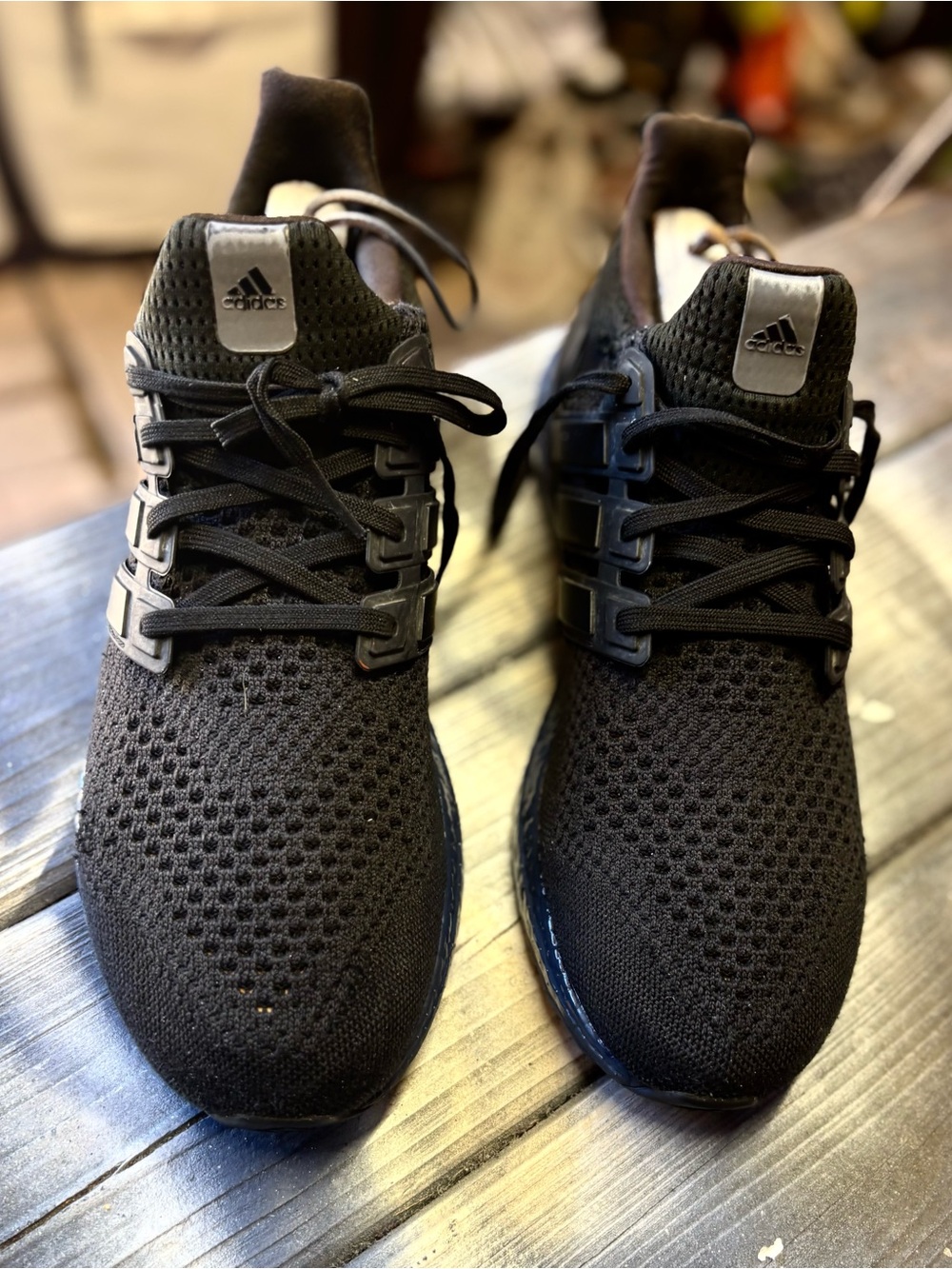 adidas Black Knit Athletic Shoes for Men